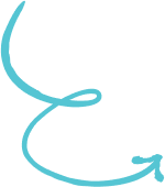 A light blue, hand-drawn, curved arrow loops downward and to the right, ending with a pointed arrowhead. The background is transparent.