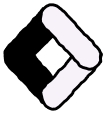 A black square with a white greater-than symbol (>) in the center, formed by two diagonal lines, resembling a play or forward icon.