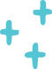 Three light blue sparkle or plus-shaped icons on a transparent background, arranged with two near the top right and one near the bottom left.