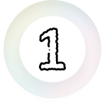 A bold, black number "1" is centered on a white circle with a soft, multicolored pastel ring—perfect for standout b2b brands—set against a black background.