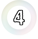A hand-drawn number 4 is centered in a white circle, surrounded by a soft, multicolored pastel gradient ring—perfect for marketing coaching visuals—on a transparent background.